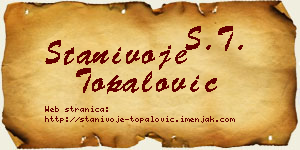 Stanivoje Topalović vizit kartica
